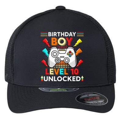 Level 10 Unlocked Video Gamer 10th Birthday Gamer . Flexfit Unipanel Trucker Cap