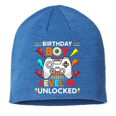 Level 10 Unlocked Video Gamer 10th Birthday Gamer . Sustainable Beanie