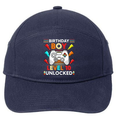 Level 10 Unlocked Video Gamer 10th Birthday Gamer . 7-Panel Snapback Hat