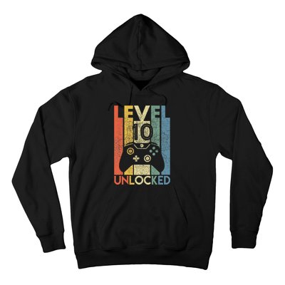 Level 10 Unlocked Funny Video Gamer 10th Birthday Hoodie