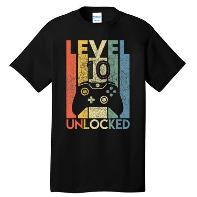 Level 10 Unlocked Funny Video Gamer 10th Birthday Tall T-Shirt