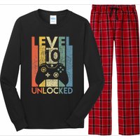 Level 10 Unlocked Funny Video Gamer 10th Birthday Long Sleeve Pajama Set