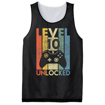 Level 10 Unlocked Funny Video Gamer 10th Birthday Mesh Reversible Basketball Jersey Tank