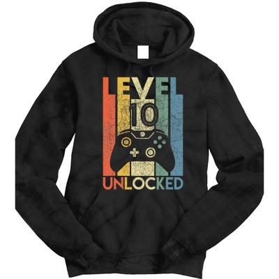 Level 10 Unlocked Funny Video Gamer 10th Birthday Tie Dye Hoodie