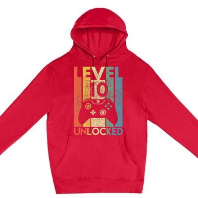 Level 10 Unlocked Funny Video Gamer 10th Birthday Premium Pullover Hoodie