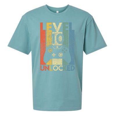 Level 10 Unlocked Funny Video Gamer 10th Birthday Sueded Cloud Jersey T-Shirt