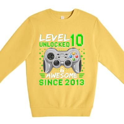 Level 10 Unlocked Awesome 2013 Funny Gamer 10th Birthday Premium Crewneck Sweatshirt