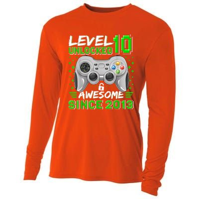 Level 10 Unlocked Awesome 2013 Funny Gamer 10th Birthday Cooling Performance Long Sleeve Crew