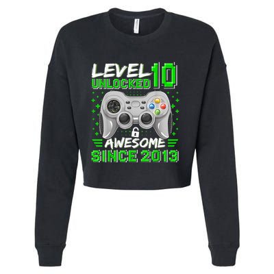 Level 10 Unlocked Awesome 2013 Funny Gamer 10th Birthday Cropped Pullover Crew