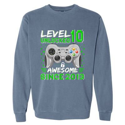 Level 10 Unlocked Awesome 2013 Funny Gamer 10th Birthday Garment-Dyed Sweatshirt