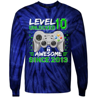 Level 10 Unlocked Awesome 2013 Funny Gamer 10th Birthday Tie-Dye Long Sleeve Shirt