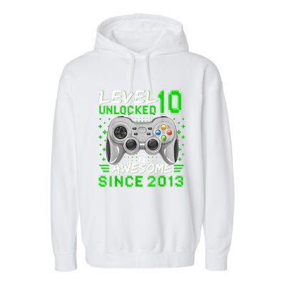 Level 10 Unlocked Awesome 2013 Funny Gamer 10th Birthday Garment-Dyed Fleece Hoodie