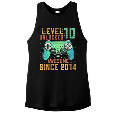 Level 10 Unlocked 10th Birthday 10 Year Old Gifts Gamer Bday Ladies PosiCharge Tri-Blend Wicking Tank