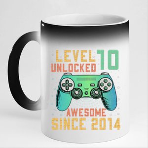 Level 10 Unlocked 10th Birthday 10 Year Old Gifts Gamer Bday 11oz Black Color Changing Mug