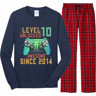 Level 10 Unlocked 10th Birthday 10 Year Old Gifts Gamer Bday Long Sleeve Pajama Set