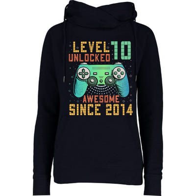 Level 10 Unlocked 10th Birthday 10 Year Old Gifts Gamer Bday Womens Funnel Neck Pullover Hood