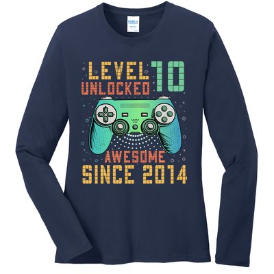 Level 10 Unlocked 10th Birthday 10 Year Old Gifts Gamer Bday Ladies Long Sleeve Shirt