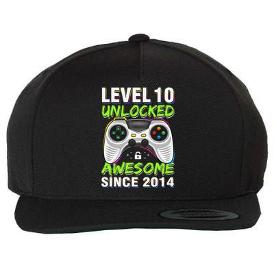 Level 10 Unlocked Awesome Since 2014 10th Birthday Gaming Wool Snapback Cap