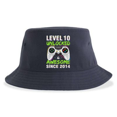 Level 10 Unlocked Awesome Since 2014 10th Birthday Gaming Sustainable Bucket Hat