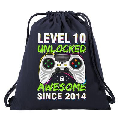 Level 10 Unlocked Awesome Since 2014 10th Birthday Gaming Drawstring Bag