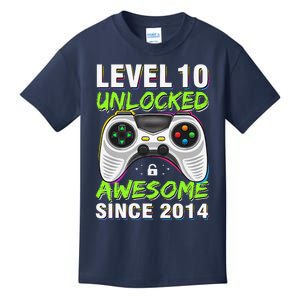 Level 10 Unlocked Awesome Since 2014 10th Birthday Gaming Kids T-Shirt