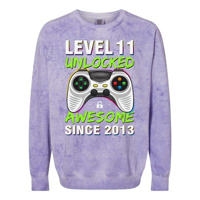 Level 11 Unlocked Awesome Since 2013 11th Birthday Gaming Colorblast Crewneck Sweatshirt