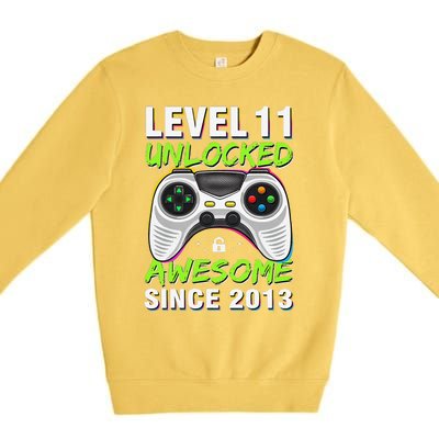 Level 11 Unlocked Awesome Since 2013 11th Birthday Gaming Premium Crewneck Sweatshirt