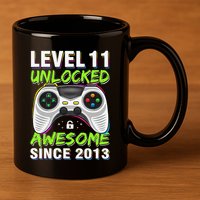 Level 11 Unlocked Awesome Since 2013 11th Birthday Gaming 11oz C Handle Ceramic Mug