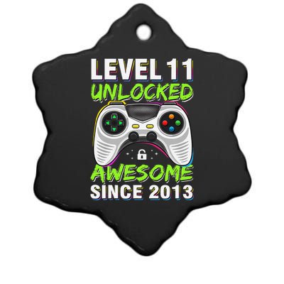 Level 11 Unlocked Awesome Since 2013 11th Birthday Gaming Ceramic Star Ornament