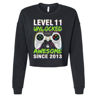 Level 11 Unlocked Awesome Since 2013 11th Birthday Gaming Cropped Pullover Crew