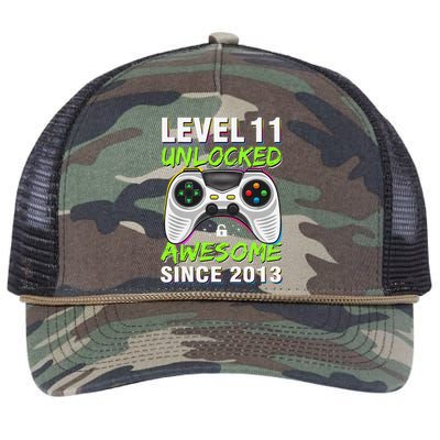 Level 11 Unlocked Awesome Since 2013 11th Birthday Gaming Retro Rope Trucker Hat Cap