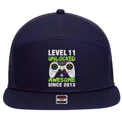 Level 11 Unlocked Awesome Since 2013 11th Birthday Gaming 7 Panel Mesh Trucker Snapback Hat