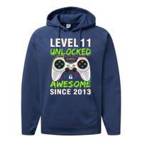 Level 11 Unlocked Awesome Since 2013 11th Birthday Gaming Performance Fleece Hoodie