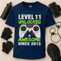 Level 11 Unlocked Awesome Since 2013 11th Birthday Gaming Cooling Performance Crew T-Shirt