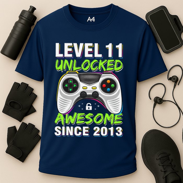 Level 11 Unlocked Awesome Since 2013 11th Birthday Gaming Cooling Performance Crew T-Shirt