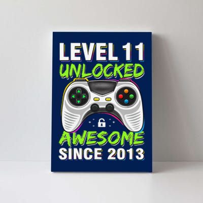 Level 11 Unlocked Awesome Since 2013 11th Birthday Gaming Canvas