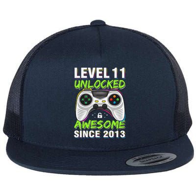 Level 11 Unlocked Awesome Since 2013 11th Birthday Gaming Flat Bill Trucker Hat