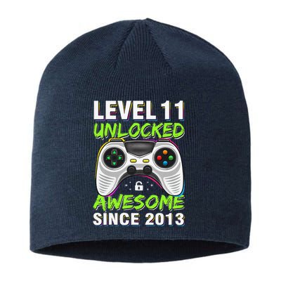 Level 11 Unlocked Awesome Since 2013 11th Birthday Gaming Sustainable Beanie