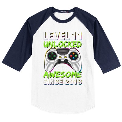 Level 11 Unlocked Awesome Since 2013 11th Birthday Gaming Baseball Sleeve Shirt