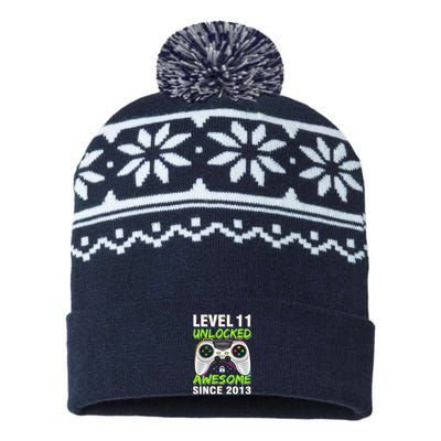 Level 11 Unlocked Awesome Since 2013 11th Birthday Gaming USA-Made Snowflake Beanie