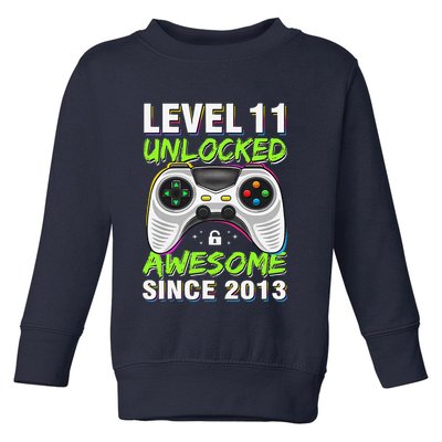Level 11 Unlocked Awesome Since 2013 11th Birthday Gaming Toddler Sweatshirt