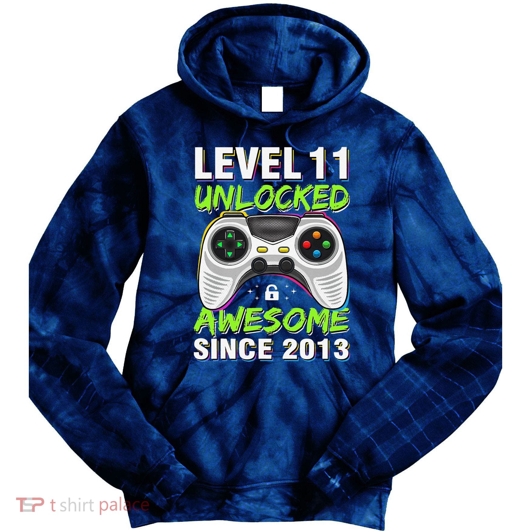 Level 11 Unlocked Awesome Since 2013 11th Birthday Gaming Tie Dye Hoodie