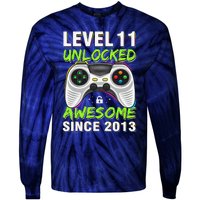 Level 11 Unlocked Awesome Since 2013 11th Birthday Gaming Tie-Dye Long Sleeve Shirt