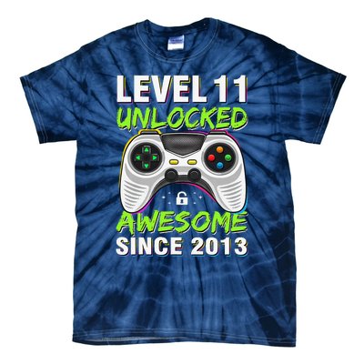 Level 11 Unlocked Awesome Since 2013 11th Birthday Gaming Tie-Dye T-Shirt