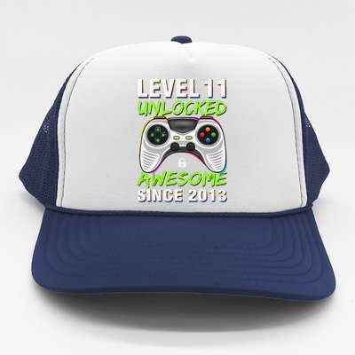 Level 11 Unlocked Awesome Since 2013 11th Birthday Gaming Trucker Hat