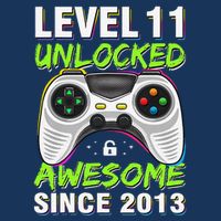 Level 11 Unlocked Awesome Since 2013 11th Birthday Gaming Women's V-Neck T-Shirt