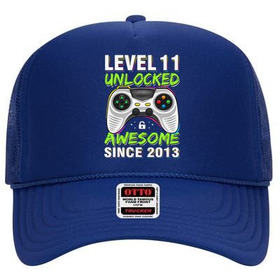 Level 11 Unlocked Awesome Since 2013 11th Birthday Gaming High Crown Mesh Back Trucker Hat