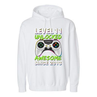 Level 11 Unlocked Awesome Since 2013 11th Birthday Gaming Garment-Dyed Fleece Hoodie