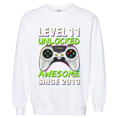 Level 11 Unlocked Awesome Since 2013 11th Birthday Gaming Garment-Dyed Sweatshirt