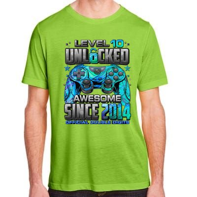 Level 10 Unlocked Awesome Since 2014 10th Birthday Gaming Adult ChromaSoft Performance T-Shirt